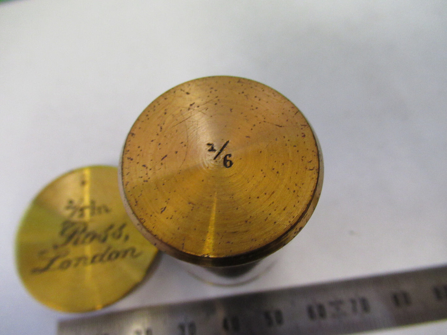 ROSS LONDON EMPTY CANISTER ANTIQUE BRASS OBJECTIVE MICROSCOPE AS PIC S1-B-70