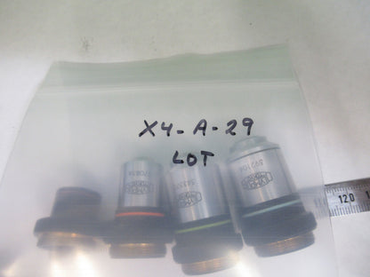 LOT OLYMPUS JAPAN OBJECTIVE 4X 10X 40X 100X MICROSCOPE PART AS PICTURED X4-A-29