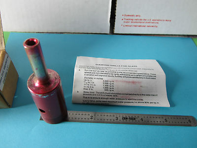 Optical Tool Glass Diamond Drill 1" Diameter Made in England Optics