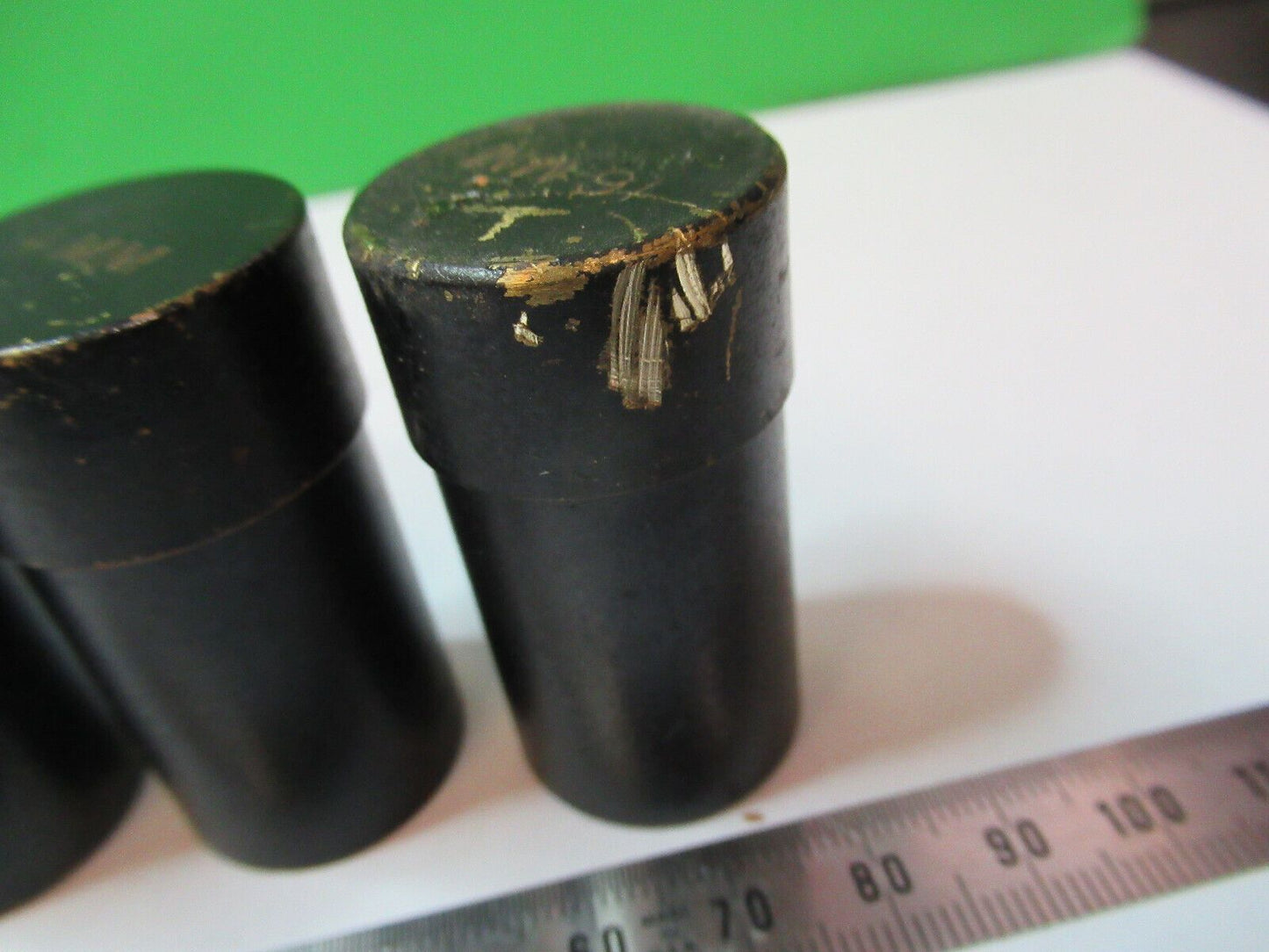 LOT 3 EA BRASS OBJECTIVE CANISTERS SPENCER MICROSCOPE PART AS PICTURED #H9-C-27
