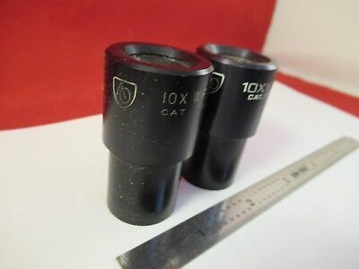 PAIR EYEPIECE WF 10X AO AMERICAN OPTICS CAT 176 MICROSCOPE PART AS IS &92-A-05