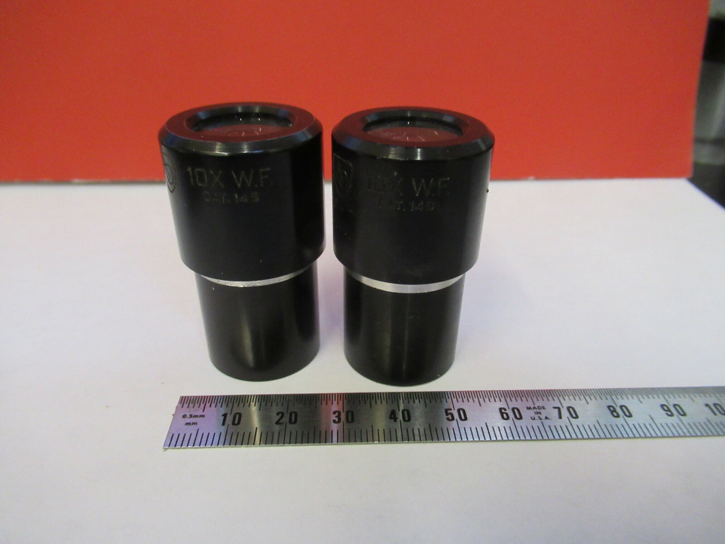 PAIR AO AMERICAN OPTICS 10X EYEPIECE CAT 146 MICROSCOPE PART AS PICTURED Q4-A-12