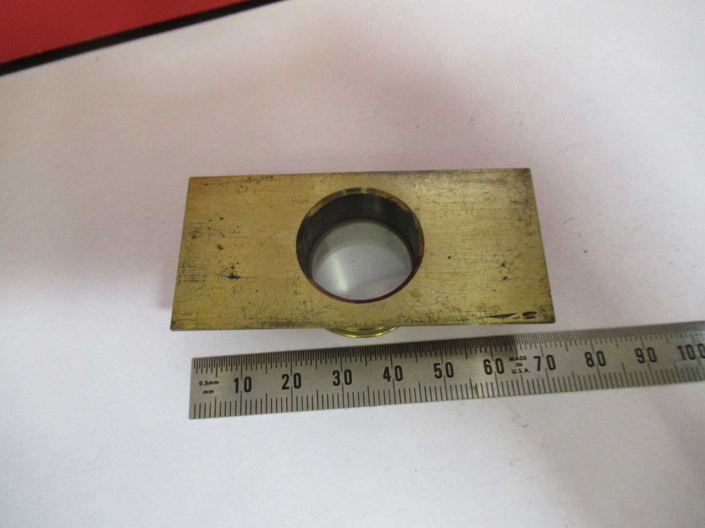 ANTIQUE BRASS COMPRESSORIUM STAGE LONDON MICROSCOPE PART AS PICTURED F8-A-45