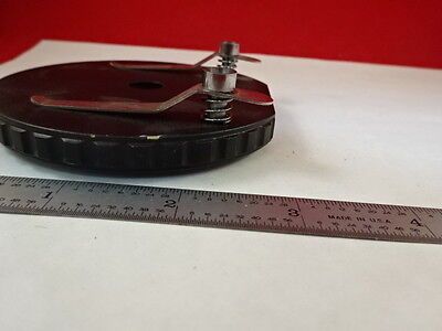 MICROSCOPE PART UNKNOWN SPECIMEN TABLE STAGE + CLIPS AS IS #G3-B-05