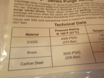 Swagelok Whitey SS318 Bleed Valve ??? Purge