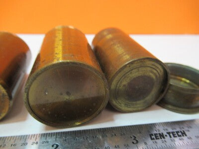 Lot Antique Brass Objective Can Mismatched Microscope Parts
