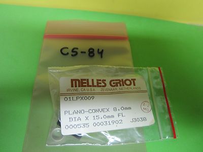 Optical Melles Griot Lens PlanO Convex 8mm Diameter Fl 15mm Laser Optics B