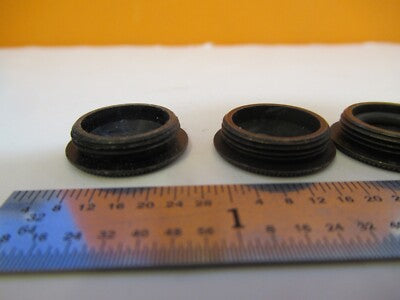 LOT ANTIQUE BRASS CAPS PIECES MICROSCOPE PART as pictured &A4-FT-91
