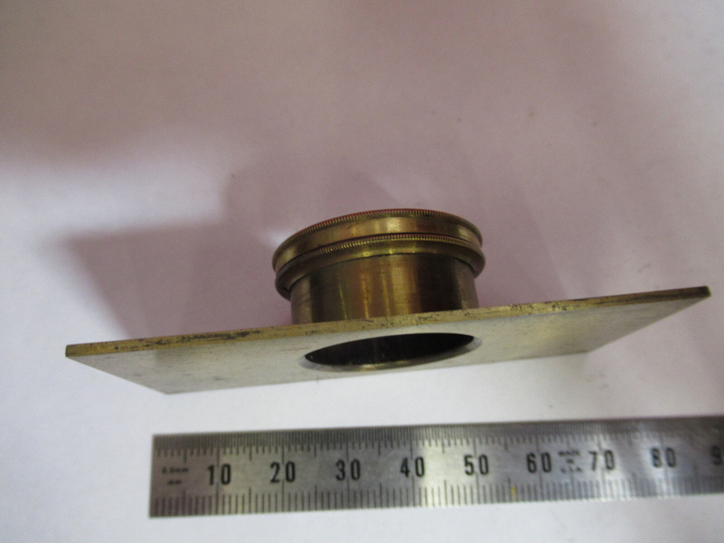 ANTIQUE BRASS COMPRESSORIUM STAGE LONDON MICROSCOPE PART AS PICTURED F8-A-45