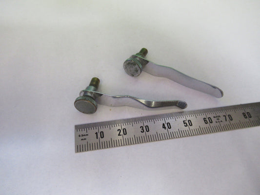 Antique Bausch & Lomb Pair Clips Stage Microscope Part