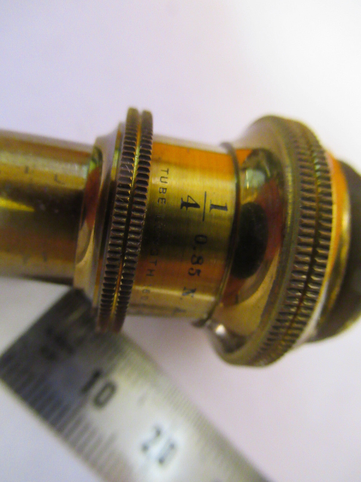 ANTIQUE BAUSCH LOMB BRASS OBJECTIVE 1/4 MICROSCOPE PART AS PICTURED Y1-A-51