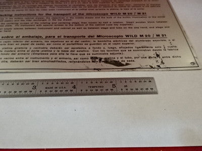 Microscope Part Aluminum Plate Wild Swiss M20 M21 from Wood Box