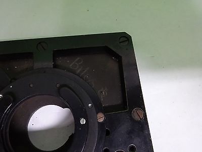MICROSCOPE PART VINTAGE BRASS STAGE TABLE + IRIS LEITZ GERMANY AS IS BIN#72-11