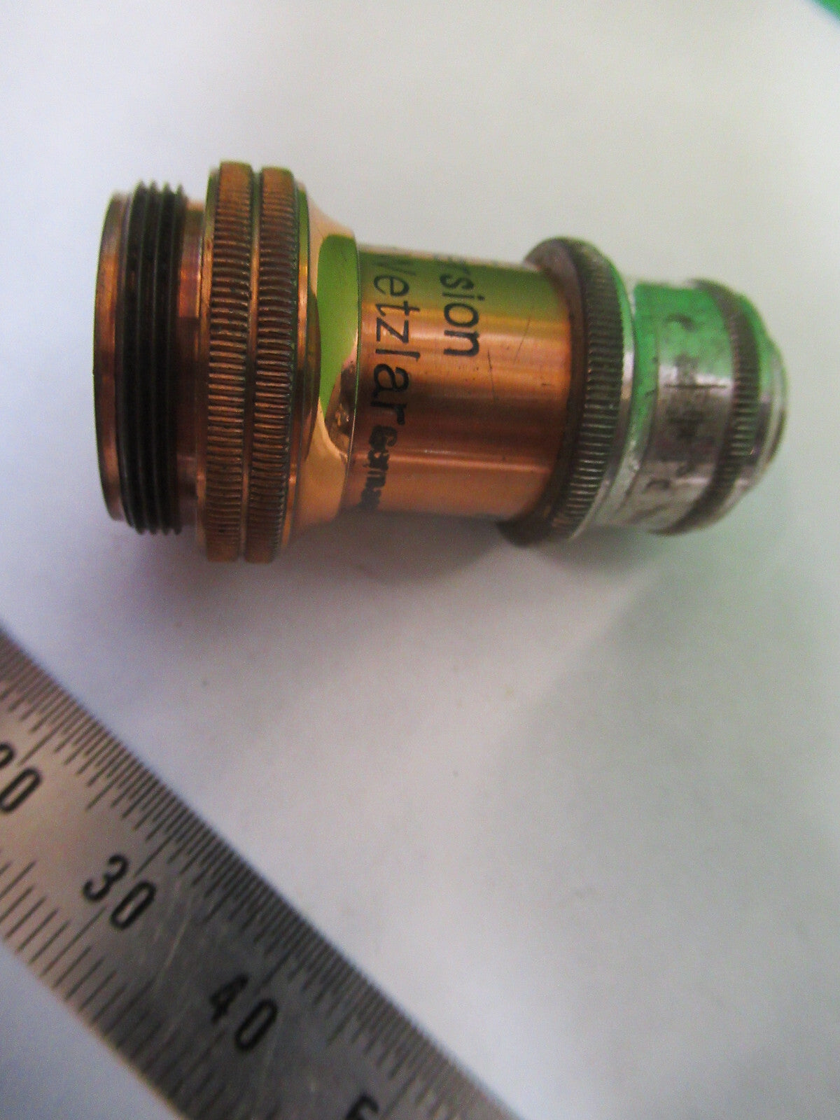 ANTIQUE BRASS ERNST LEITZ 100X OBJECTIVE MICROSCOPE PART AS PICTURED F4-B-09