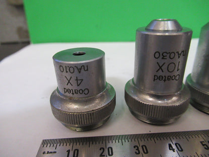 LOT UNITRON JAPAN OBJECTIVE 4X 10X 40X LENS MICROSCOPE PART AS PICTURED X4-A-30