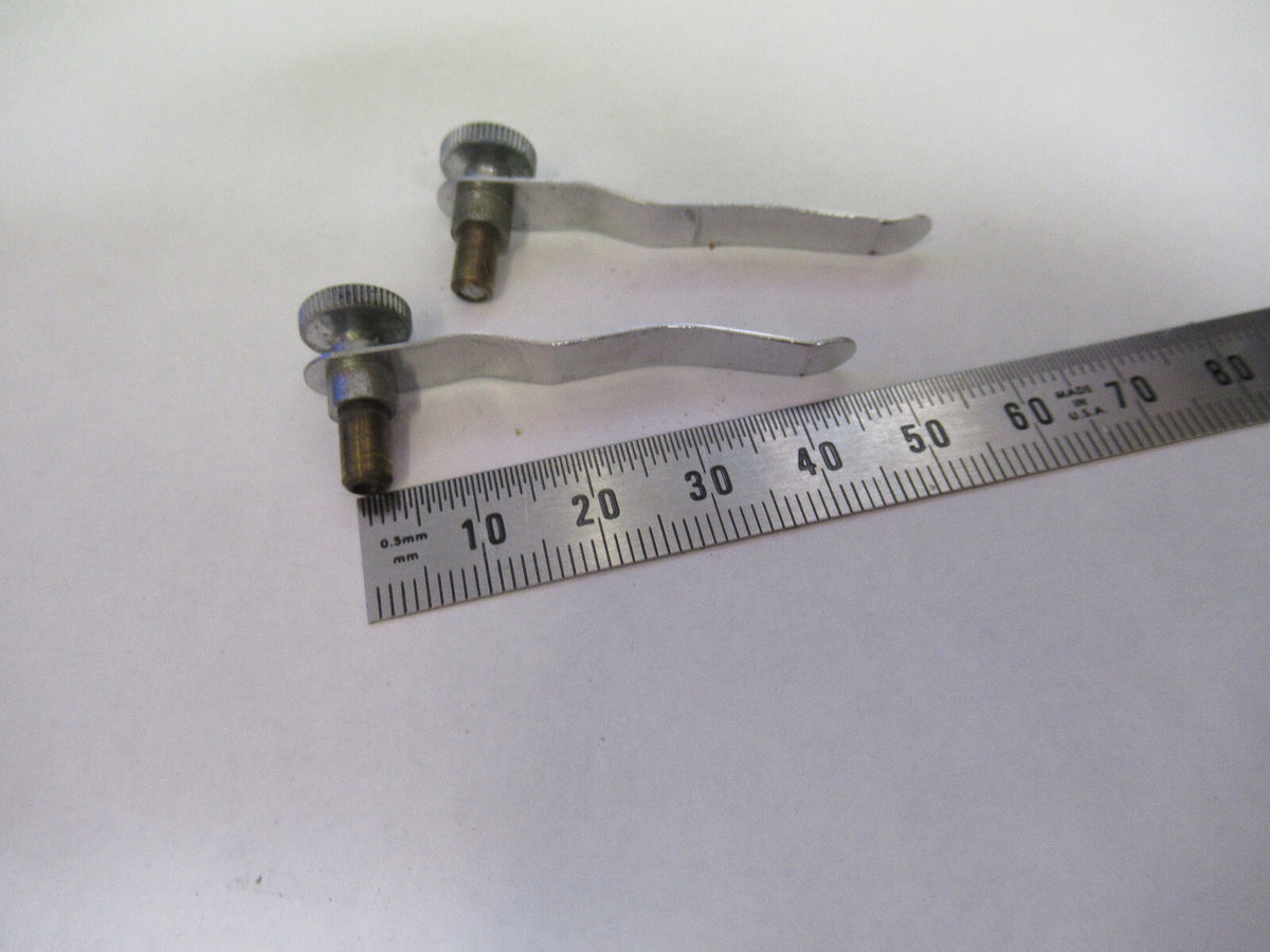 ANTIQUE BAUSCH LOMB  PAIR CLIPS STAGE  MICROSCOPE PART AS PICTURED &H9-C-09