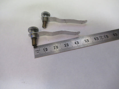 ANTIQUE BAUSCH LOMB  PAIR CLIPS STAGE  MICROSCOPE PART AS PICTURED &H9-C-09