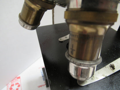 ANTIQUE GUNDLACH ROCHESTER BRASS  MICROSCOPE OPTICS AS PICTURED LOB-3