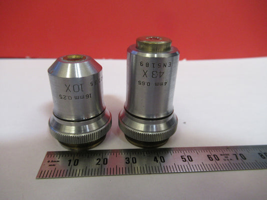 LOT BAUSCH LOMB OBJECTIVES 10X 43X OPTICS MICROSCOPE PART AS PICTURED  T7-A-06