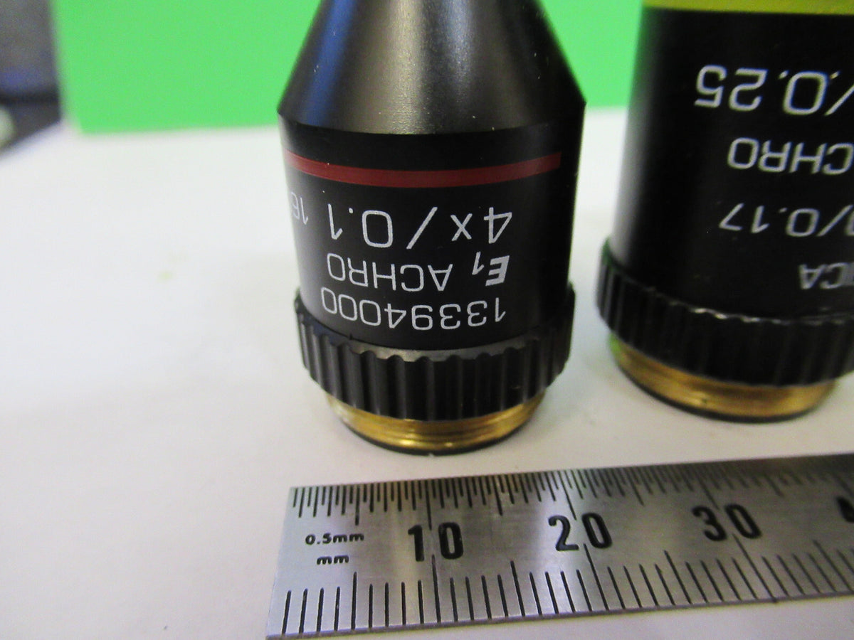 LEICA LOT 40X 10X 4X MICROSCOPE PART OBJECTIVE AS PICTURED X9-B-67