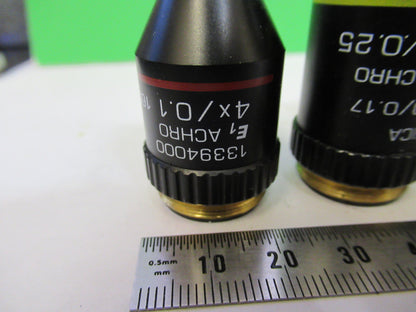 LEICA LOT 40X 10X 4X MICROSCOPE PART OBJECTIVE AS PICTURED X9-B-67