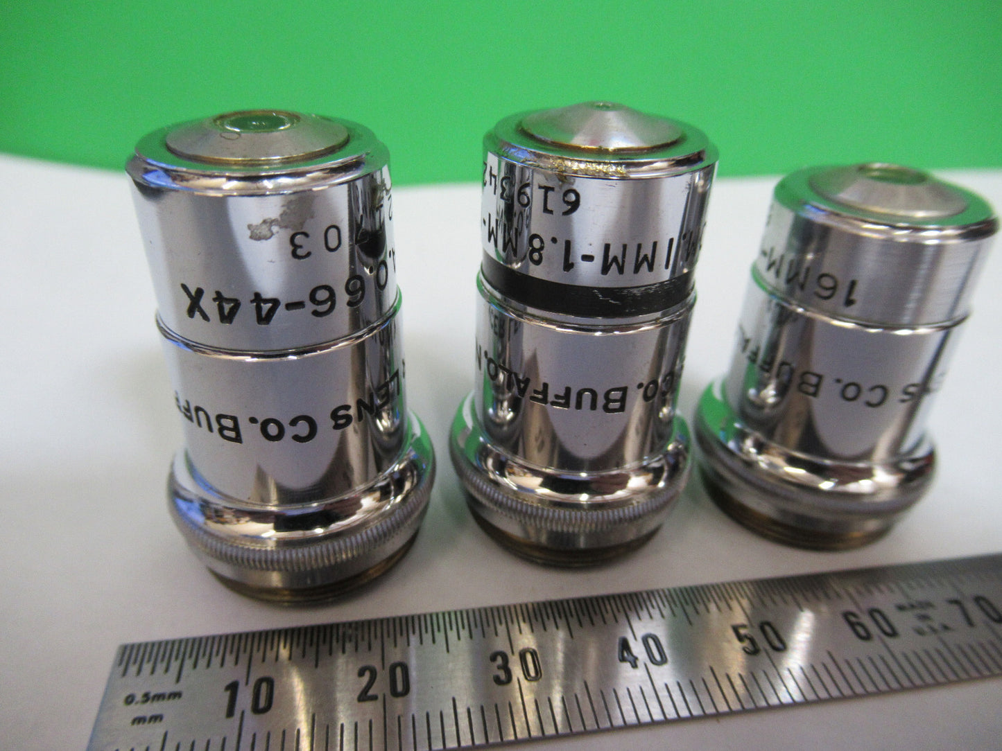 Lot Spencer Lens Co. Objective 10X 44X 95X Microscope Part Optics American Optical Co