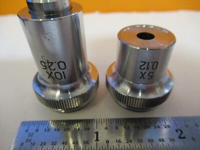 LOT 2 EA OBJECTIVE 10X 5X JAPAN OPTICS MICROSCOPE PART as pictured &A4-FT-94