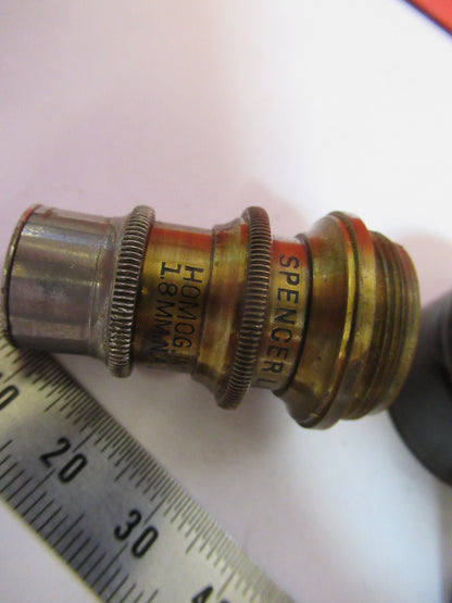 ANTIQUE BRASS SPENCER 1.8mm OBJECTIVE MICROSCOPE AS PICTURED &F8-A-86