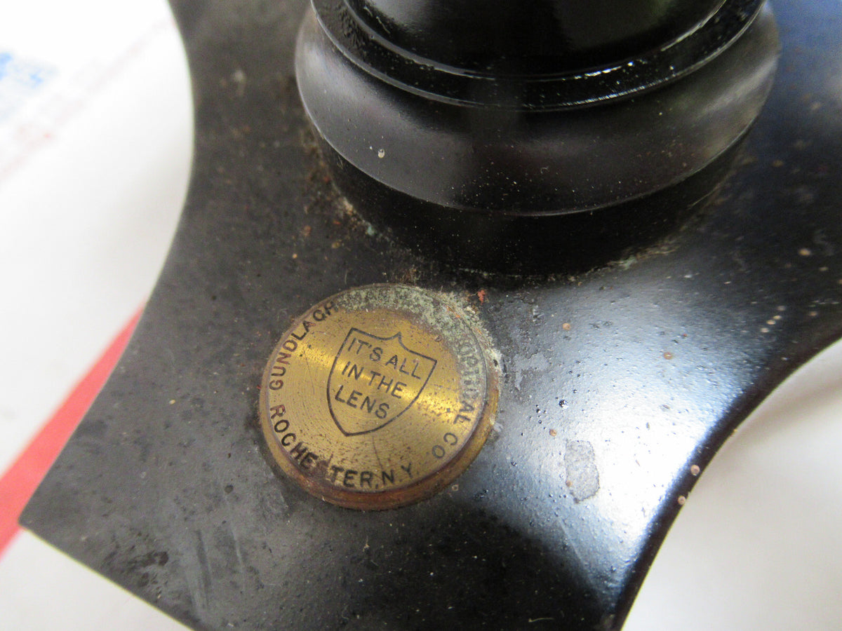 ANTIQUE GUNDLACH ROCHESTER BRASS  MICROSCOPE OPTICS AS PICTURED LOB-3