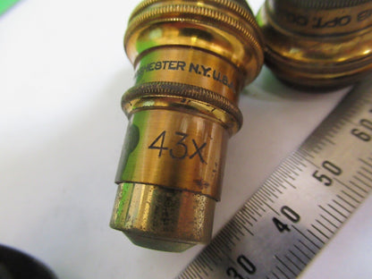 LOT OBJECTIVES BAUSCH LOMB ANTIQUE BRASS MICROSCOPE PART AS PICTURED W1-B-11