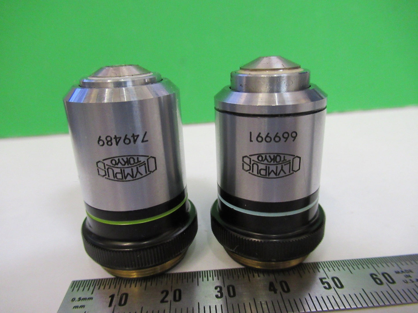 LOT OBJECTIVE OLYMPUS JAPAN 40X 100X MICROSCOPE PART AS PICTURED T4-B-27