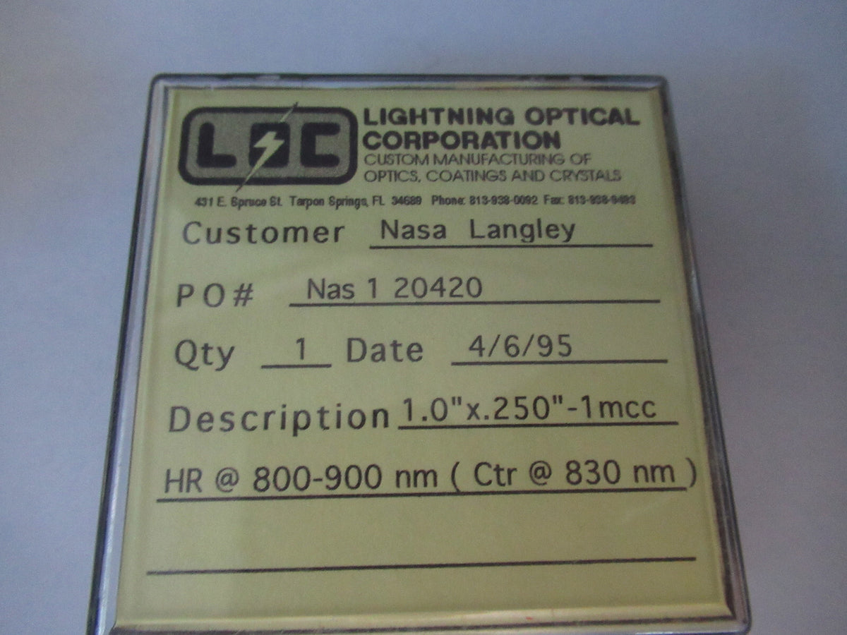 ex Nasa Optical One Lens 800-900 nm Laser Optics