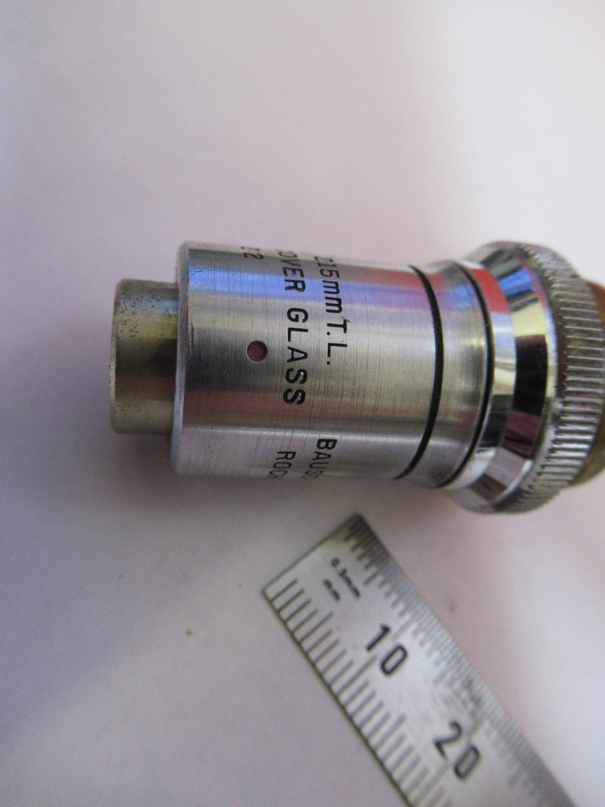 BAUSCH LOMB 5X    /215mm OBJECTIVE LENS MICROSCOPE PART AS PICTURED T5-A-28