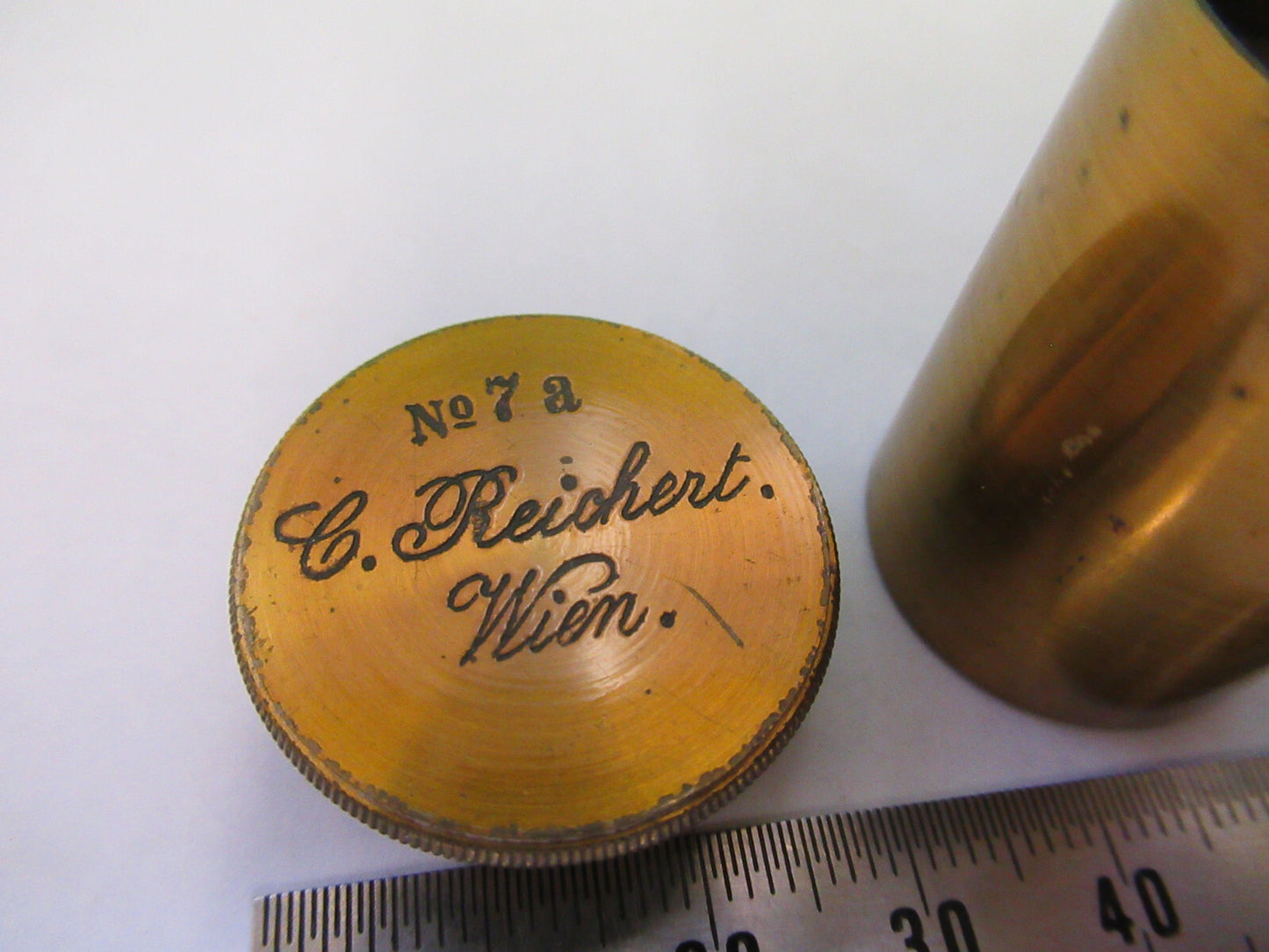 ANTIQUE BRASS Reichert Austria RARE EMPTY OBJECTIVE CANISTER AS PICTURED &5-b-15