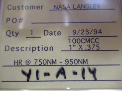 OPTICAL ex-NASA COATED LENS PRO LASER OPTICS AS PICTURED Y1-A-14