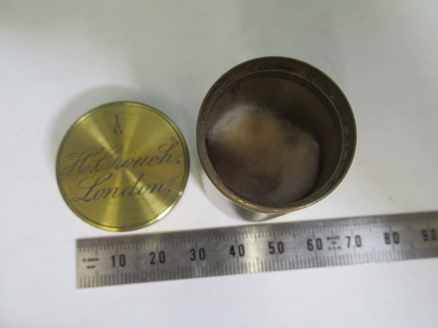 ANTIQUE BRASS EMPTY H. CROUCH UK OBJECTIVE CANISTER MICROSCOPE PART T6-A-31