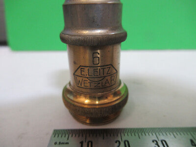 ANTIQUE ERNST LEITZ BRASS OBJECTIVE OPTICS MICROSCOPE PART AS PICTURED &Q9-A-34