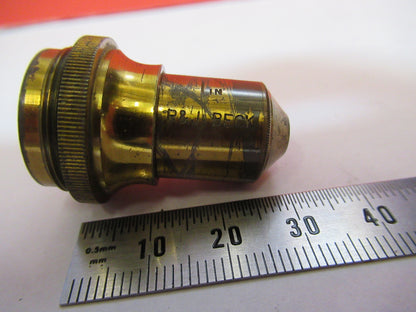Antique Brass Rj Beck 1 in Lens Objective Microscope