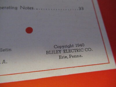 VINTAGE BROCHURE 1940 BLILEY ELECTRIC QUARTZ CRYSTAL FREQUENCY CONTROL #2 AS PIC