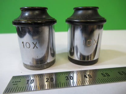 Spencer Lens Co. American Optical Co. Pair 10X Eyepiece Optics Lens Microscope Part
