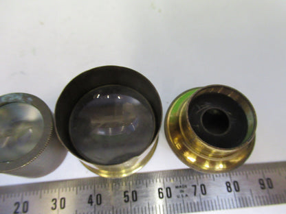 Antique Brass Henry Crouch UK Lot Lens Mounted Microscope Part AS Pic