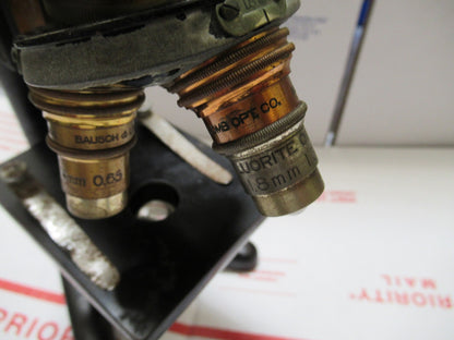 WEIRD RARE ANTIQUE BAUSCH LOMB MICROSCOPE with foldable legs AS PICTURED LOB