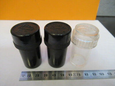ANTIQUE LOT EMPTY OBJECTIVE CANISTERS MICROSCOPE PART AS PICTURED &H1-B-26