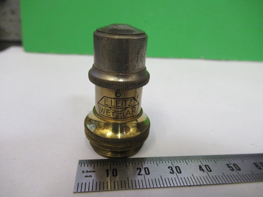 ANTIQUE BRASS OBJECTIVE "6" LEITZ GERMANY MICROSCOPE PART AS PICTURED V3-A-38