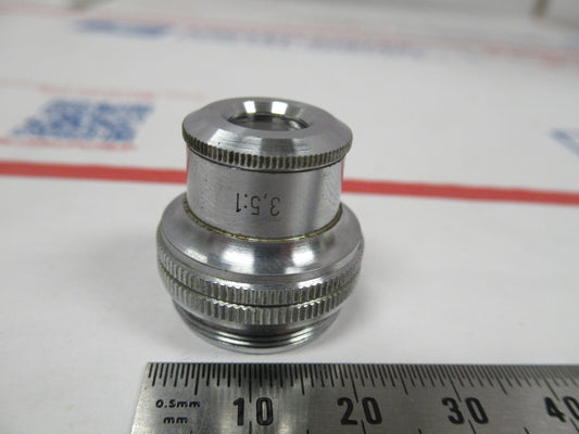 Microscope Part Objective Wolfe Wetzlar Germany 3.5X Optics