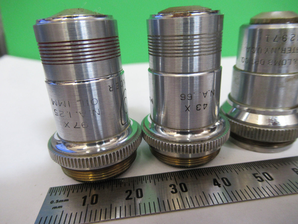 Lot Spencer Lens Co. Objective 10X 43X 97X Microscope Part Optics American Optical Co