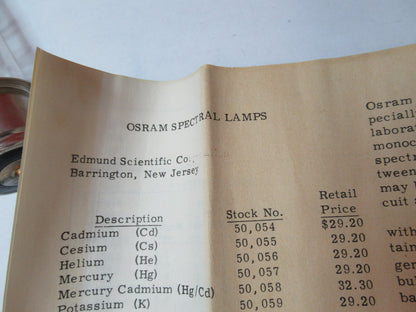OPTICAL OSRAM GERMANY Rb RUBIDIUM SPECTRAL LAMP OPTICS  AS PICTURED X8-FT-75