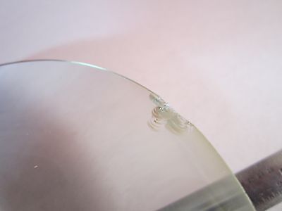 OPTICAL LARGE PLANO CONVEX LENS YELLOW TINT chipped edge LASER OPTICS BIN#D8-02