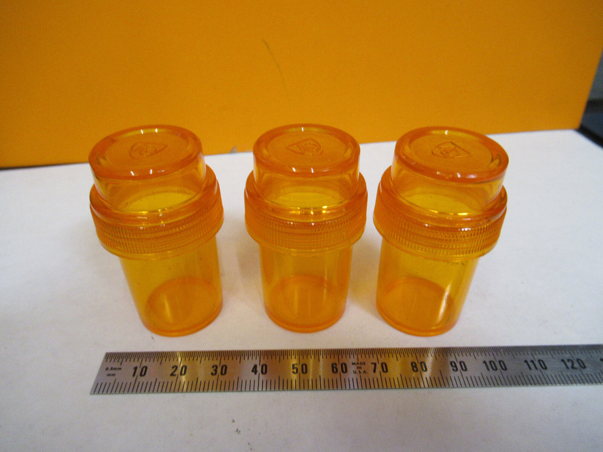 LOT 3 EA PLASTIC AO EMPTY CANS AMERICAN OPTICS MICROSCOPE AS PICTURED X6-A-04