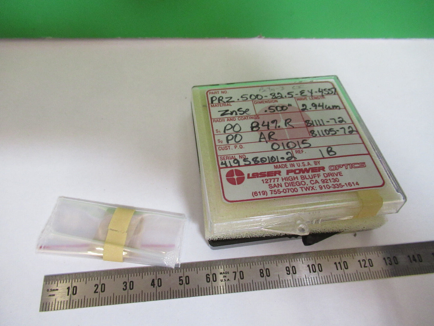 OPTISCHE ZINKSELENID-ZnSe-LINSE, INFRAROT-LASER-LEISTUNGSOPTIK, WIE ABGEBILDET &amp;H3-A-88 